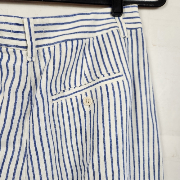 Madewell Harlow High Rise Coastal Wide-Leg Linen Pants Blue White Striped 12 - Picture 9 of 13